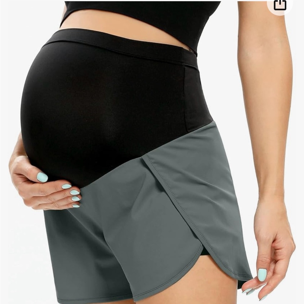 NWOT AMPOSH Women’s Maternity Workout Shorts Over Belly ButteryYogaRunning short - Picture 3 of 10